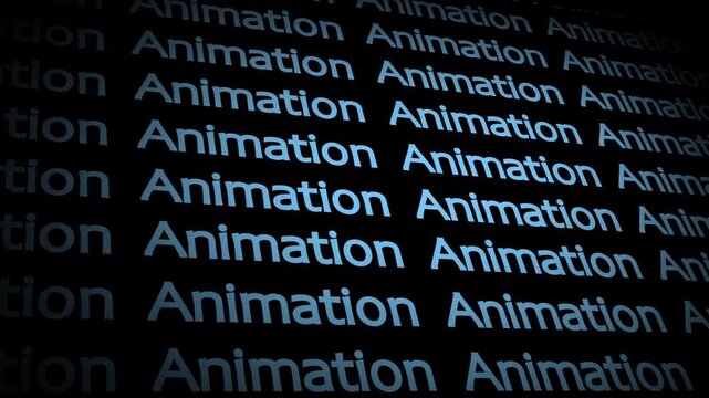 Text design animation. 3D Animation animated word on black background.