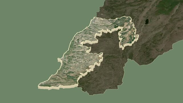 South Governorate, Lebanon, region extrusion map animation