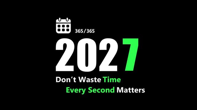 New year text design with motivational background. Modern and minimal 2027 new year background with bold typography and motivational message. 2027 New Year Countdown animation.