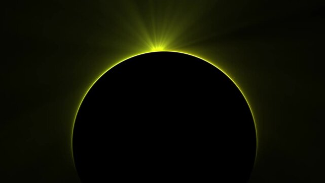 Partial Solar Eclipse, Surreal Solar Eclipse over misty seascape, Glowing Solar eclipse background texture animated on dark background.