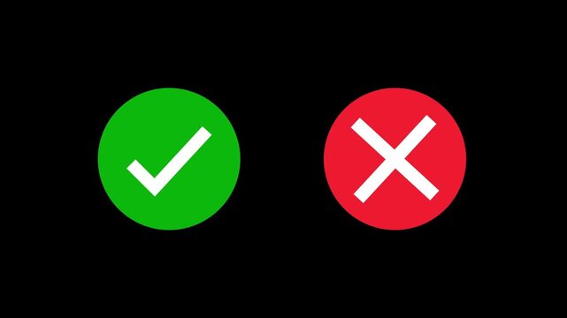 Accept sign with Cross icon . Circle cheek-mark with cross. success checklist icon symbol footage animated video, looping tick icon.