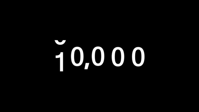 10000 Subscribers Milestone Animation, Number scrolling up animation. Animated scrolling numbers increasing upward. Smooth number scrolling up animation with a clean digital counter effect.