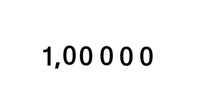 1,000,00 Subscribers Milestone Animation, Number scrolling up animation. Animated scrolling numbers increasing upward. Smooth number scrolling up animation with a clean digital counter effect.