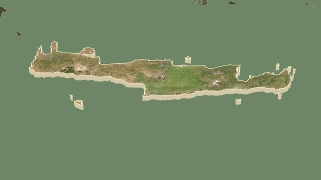 Crete region, extrusion on map - inset locator with territory position in Greece.