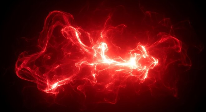 Vibrant red plasma energy explosion in dark space