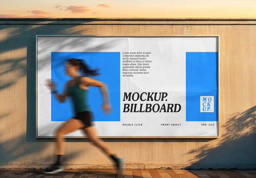 Outdoor Sunset Wall Billboard Mockup
