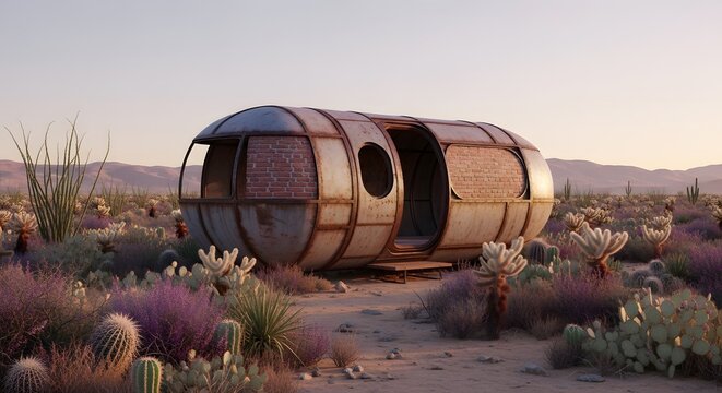 Futuristic Desert Habitat: Unique Pod Dwelling in Arid Landscape