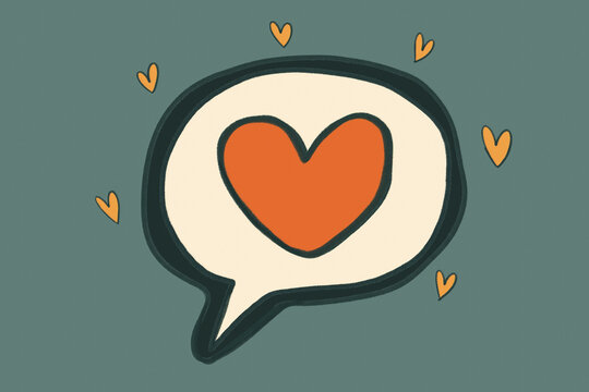 Heart illustration in a message bubble for social media