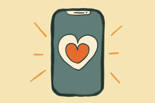 Heart symbolizing love in digital connection illustration
