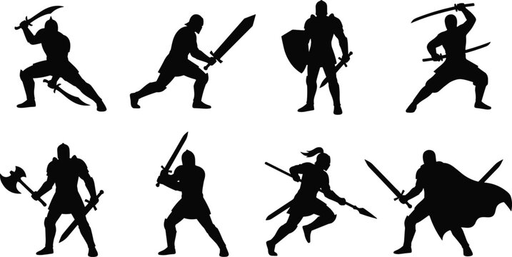 Medieval weapons and armor vector set including sword shield axe mace and helmet detailed sketch illustration