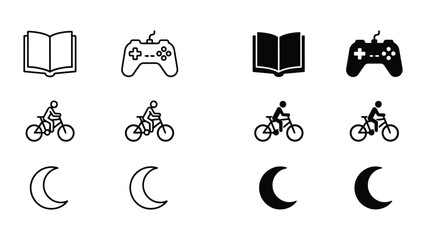 Contrasting icons of activities and elements in varying styles and thicknesses © FirujaStock