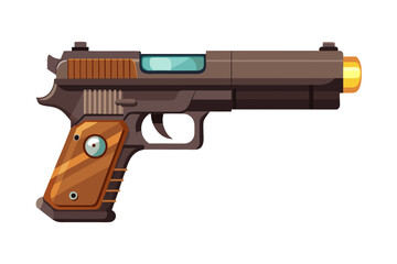 Fototapeta premium Toy style pistol illustration with brown grip on white background