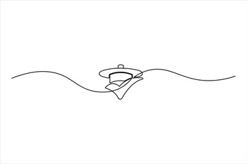 Obraz premium Minimalist continuous one-line drawing of a graduation cap and check mark, representing academic completion, success, and educational achievement.