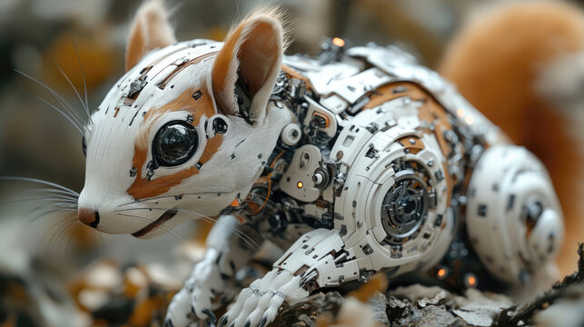 The Titanium White Squirrel in a Robotic Wildlife Sanctuary