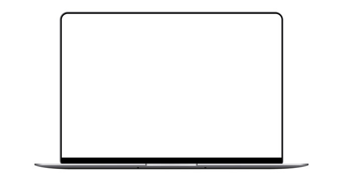 Isolated laptop mockup without background with blank screen. Stock royalty free 