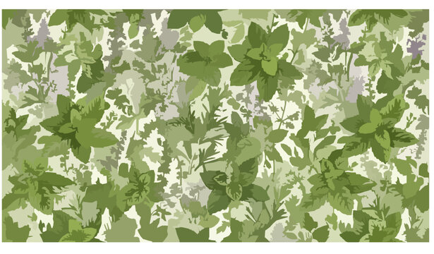 Botanical Herbs and Flowers Seamless Pattern Natural Green Vector Illustration
