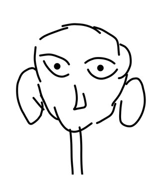 Minimalist hand drawn line art doodle of a human face character portrait
