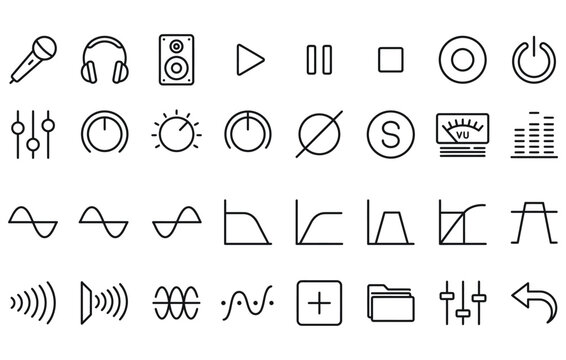  Professional sound recording and waveform icons