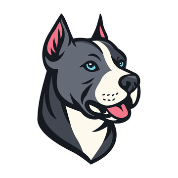 American Pitbull Terrier Head Mascot Logo or Emblem Vector Art Illustration