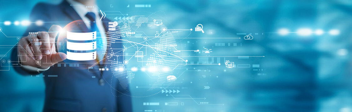 Data analyst holding digital screen. Big Data processes large, complex datasets to uncover patterns, trends, and insights that support strategic business decisions.