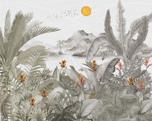 Forest Leaves and Nature Trees Mural Wallpaper -Mist Wall Mural © Mondal_01