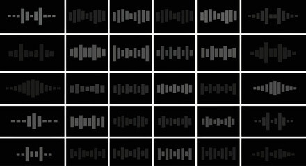 Fototapeta premium Sound Waveform Collection: Diverse Audio Visualizations on Black Background