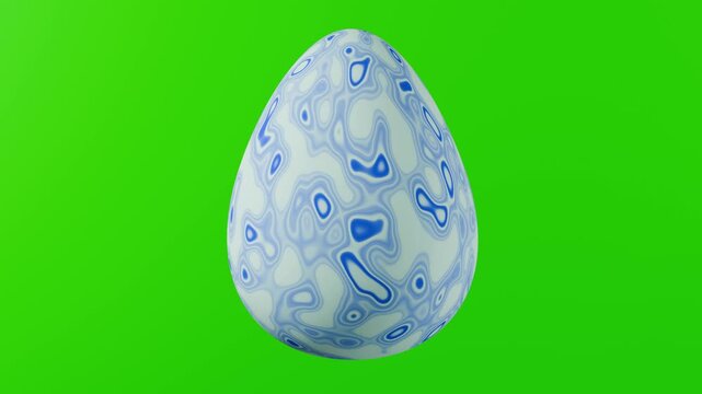 Blue white 3d easter egg with green screen background for easter holiday decorations inn 4k seamless loop