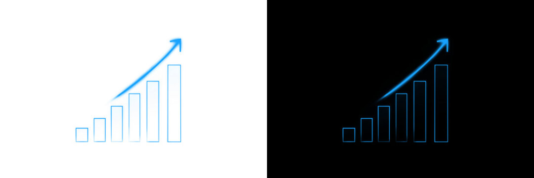 Glowing Blue Light Wave Growth Chart Isolated PNG Overlay For Business Presentations, financial reports, and business visuals