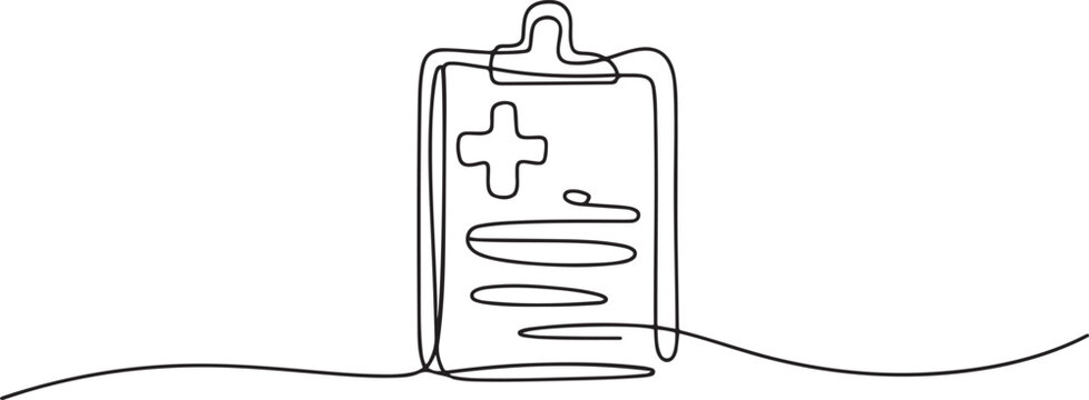 Medical report symbol continuous one line drawing minimalist outline vector illustration icon. one line Icon drawing