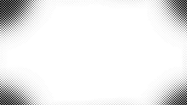 White or transparent Background with Black Halftone Corner Vignette, Featuring a Clean Central Space for Text and Retro Gradient Dot Texture, Perfect for Modern Graphic Design and Digital Art Framing.