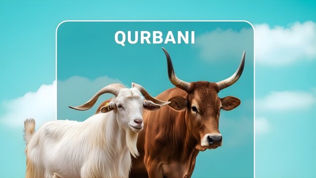 Qurbani 2026 Promotional Banner Featuring Goat and Bull