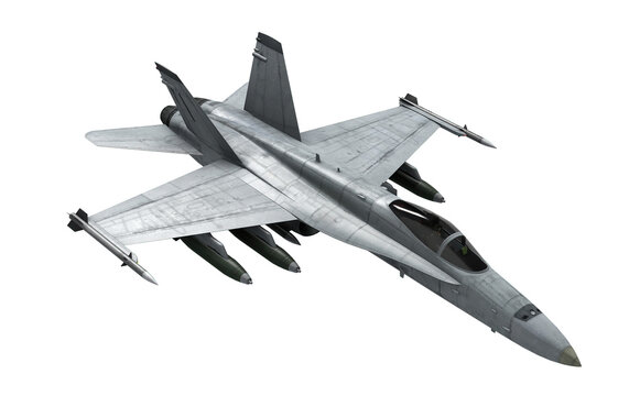 f-18 military jet fighter isolated on transparent background 3d rendering illustration