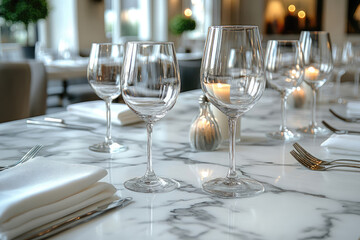 Fototapeta premium Exquisite Western Cuisine Styled on Elegant Marble Surface