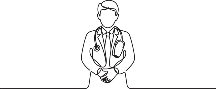 The doctor waiting for the patient. National doctors day. one line Icon drawing