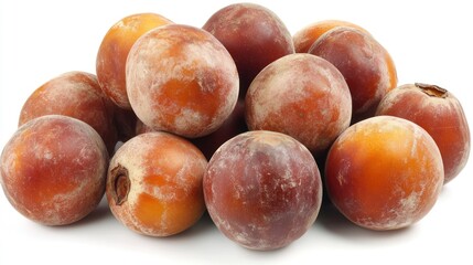 Obraz premium Pile of ripe exotic fruits on white background