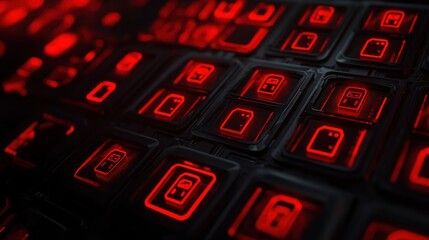 Obraz premium Sim cards glowing red on dark background