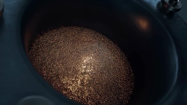 Metal hydride sponge material in a circular metallic structure with visible texture and small particles, macro detail.