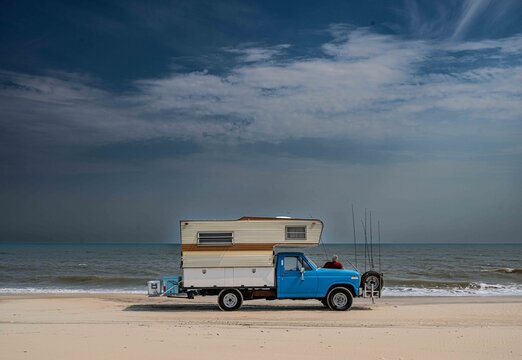 Surf fishing on the beach