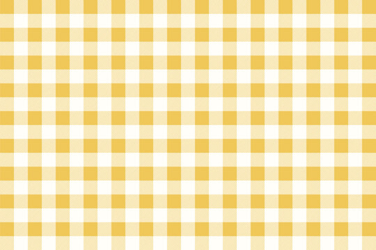 Yellow Vichy Background. Gingham Seamless Pattern. Tartan Plaid Wallpaper.