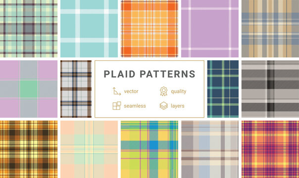 Plaid collection ideal for digital greeting cards. Seamless tartan patterns elevate e-cards and online invitations.