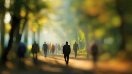 Obraz premium people woodland background with blured nature background