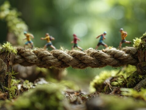 outdoor team challenge forest with a blured nature background