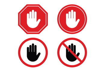 Obraz premium Stop Icon, Prohibited Sign, No Entry, Cancel Symbol, Warning Stop Line Vector Icon