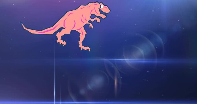 Animation of dinosaur icon over blue background