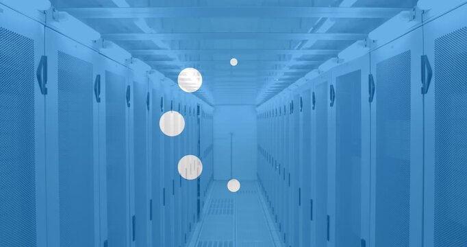 Animation of white dots over server room