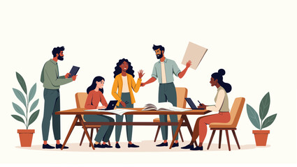 A person stands next to a potted plant, conveying a sense of calmness and serenity, ideal for wellness or interior design concepts. © Amirudin