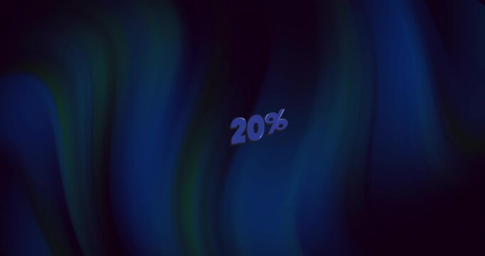 Animation of 20 percent off over dark blue and black background