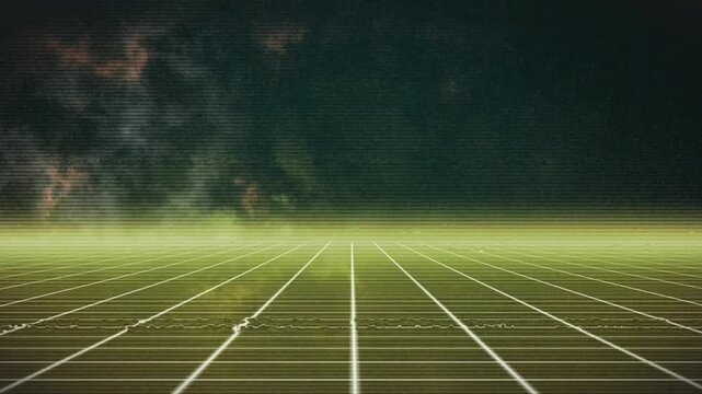 Animation of digital data processing over dark background