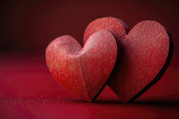 Fototapeta premium Passionate Red Paper Hearts Floating in Warm Tones