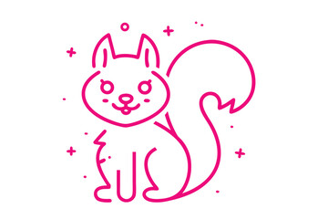 Fototapeta premium Fluffy cloud cartoon character waving hello, simple line art illustration, friendly greeting